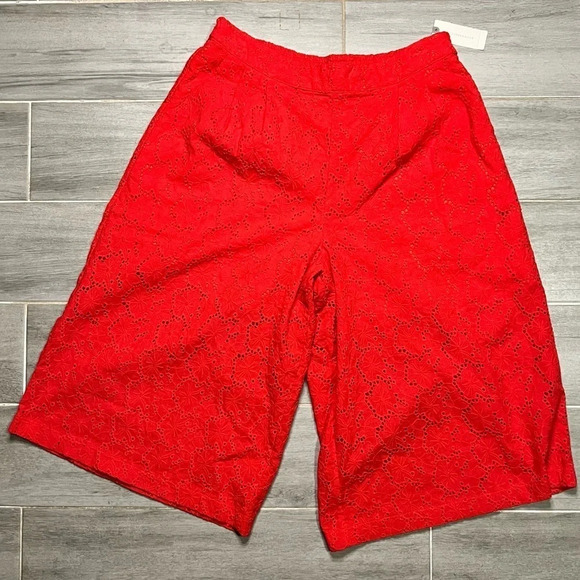 Elevenses Anthropologie Rouge Eyelet Wide-Leg Crop culottes, Women’s Size Small - Picture 9 of 12